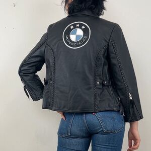 Vintage UNIK Leather Apparel Leather Motorcycle Jacket with Custom BWM Logo